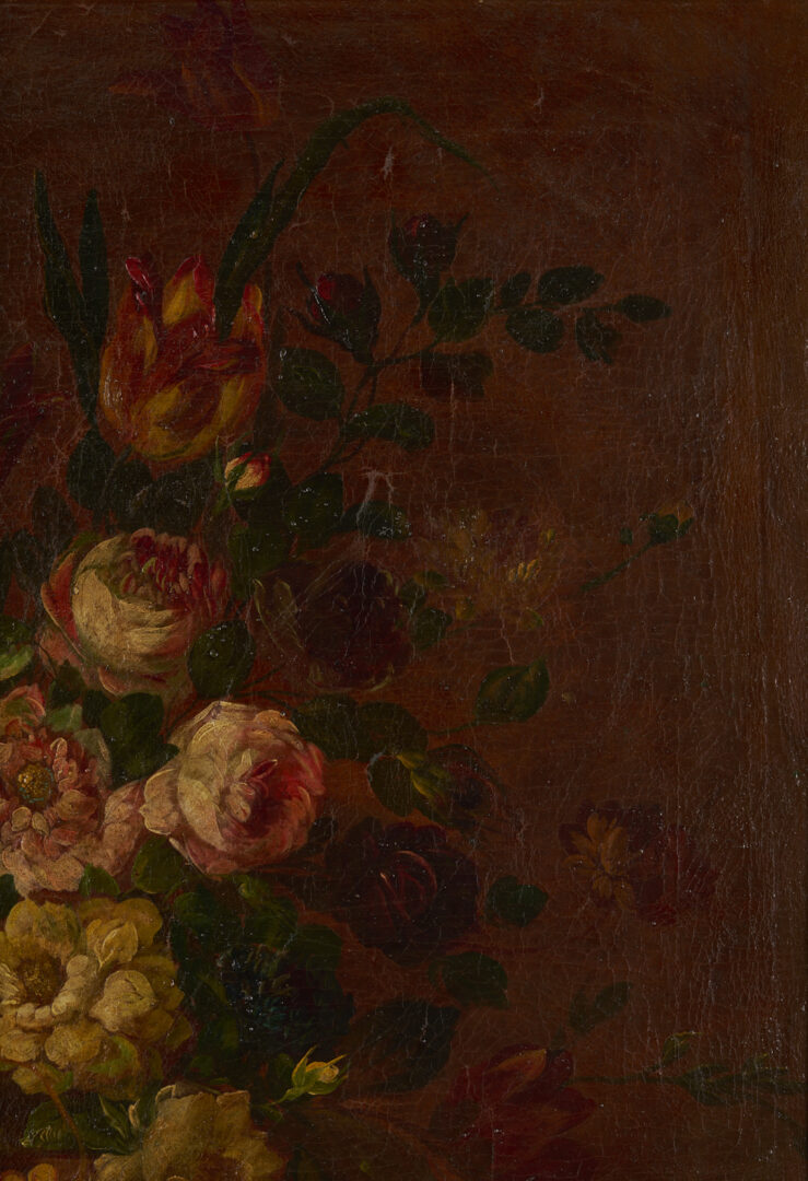 Lot 126: 2 Continental School O/C Floral Still Life Paintings, Early Carrig-Rohane Frame