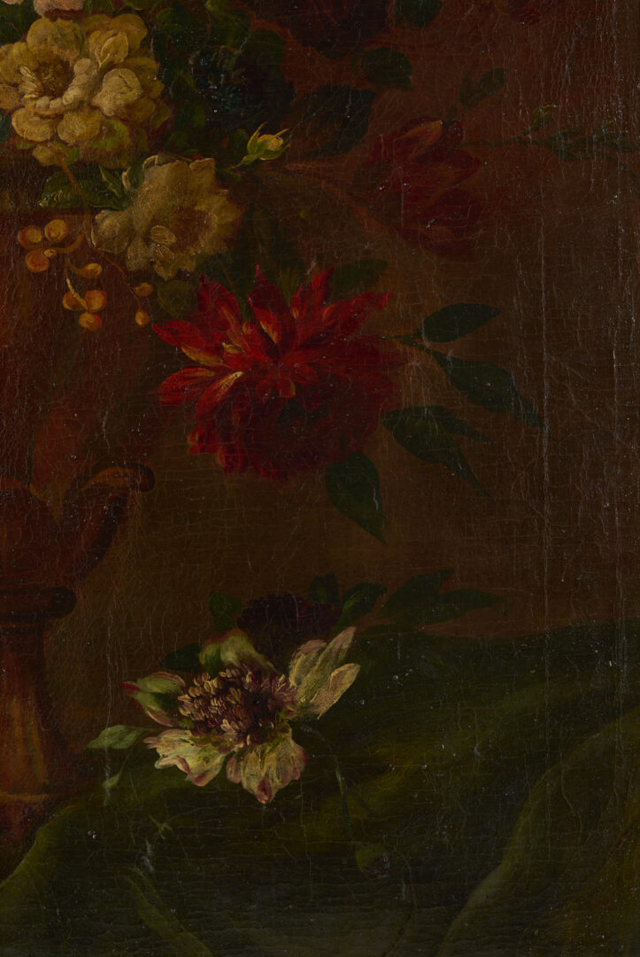 Lot 126: 2 Continental School O/C Floral Still Life Paintings, Early Carrig-Rohane Frame