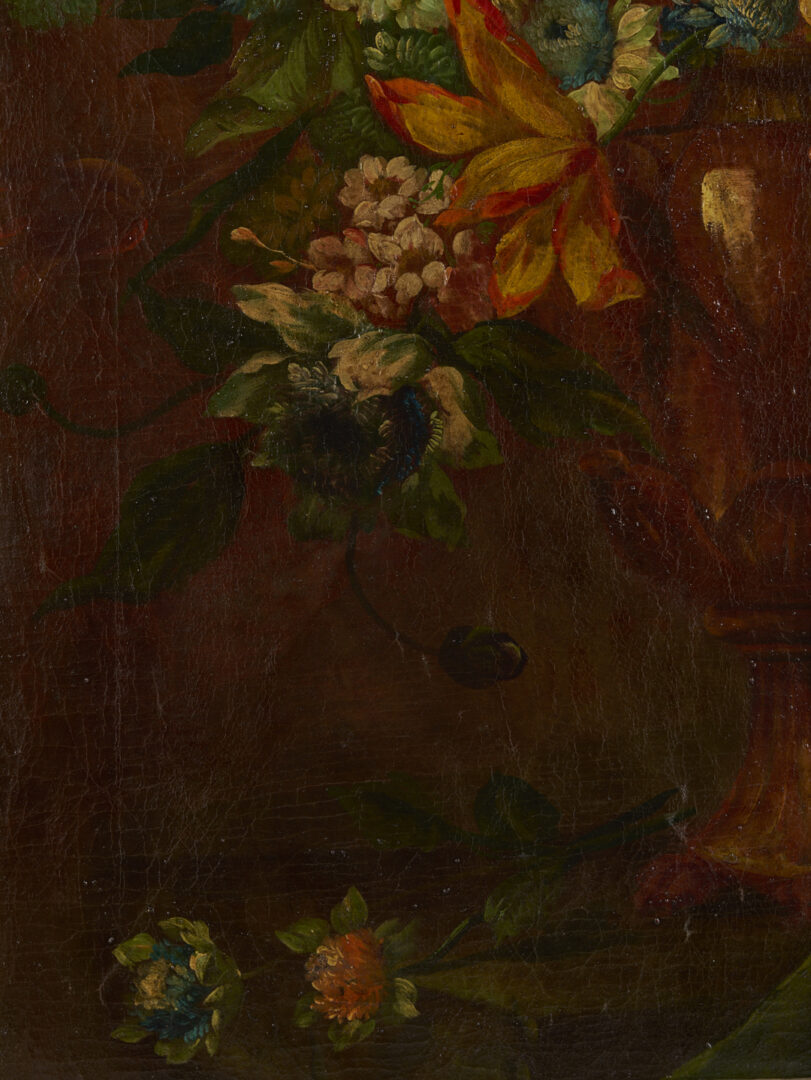 Lot 126: 2 Continental School O/C Floral Still Life Paintings, Early Carrig-Rohane Frame