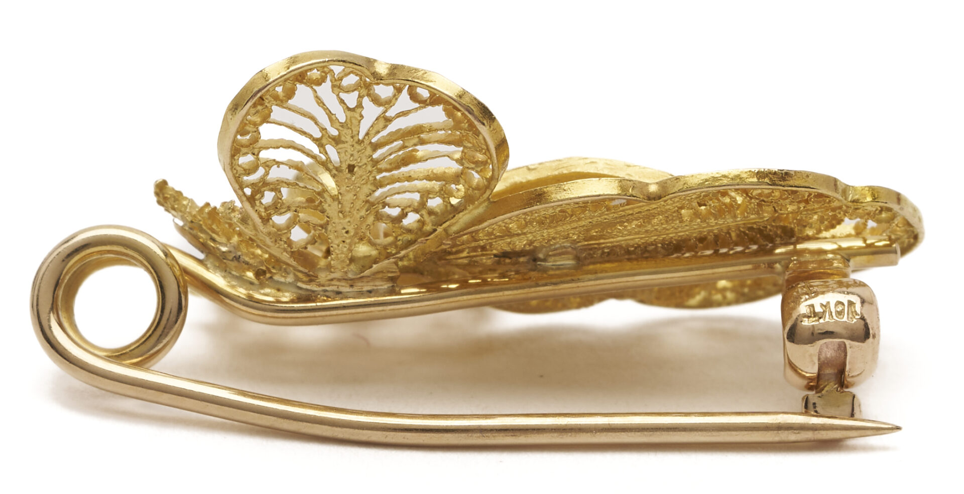 Lot 1272: 4 Gold Jewelry Pcs. incl. 18k Insect Brooch; Girard Perregaux Watch;  Jade Cat; Blue Topaz