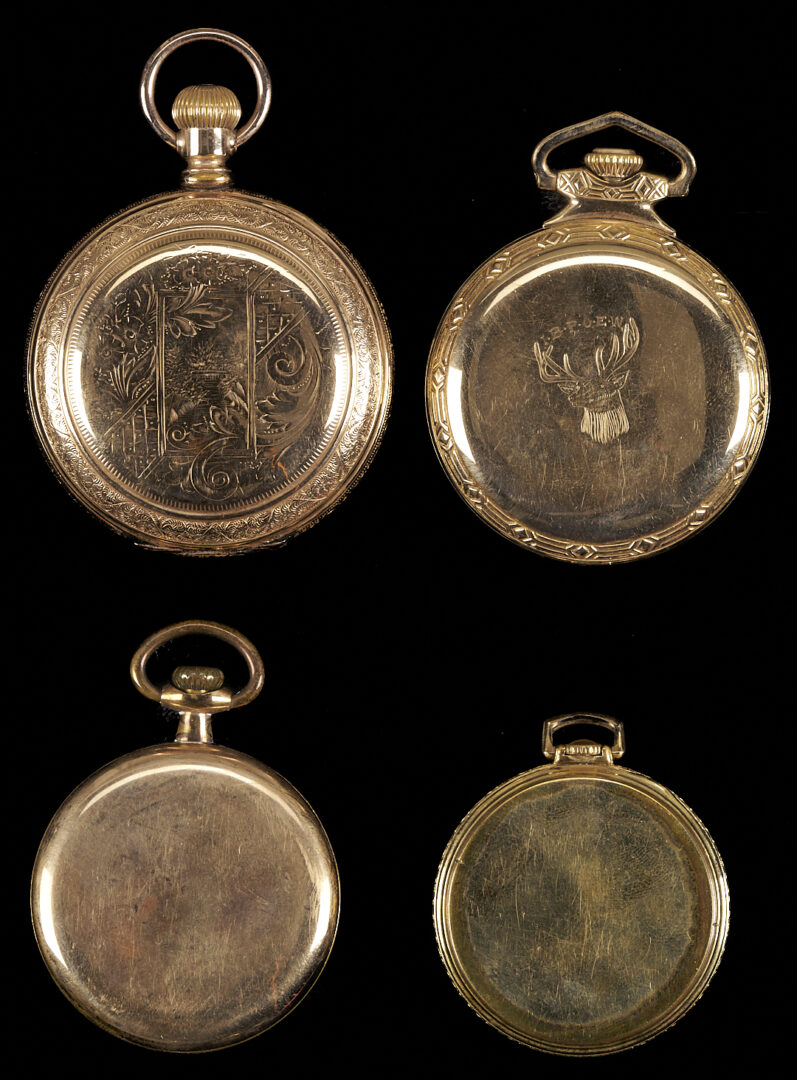 Lot 1274: 4 Pocket Watches – 2 Studebaker, 1 Hampden, 1 Hamilton