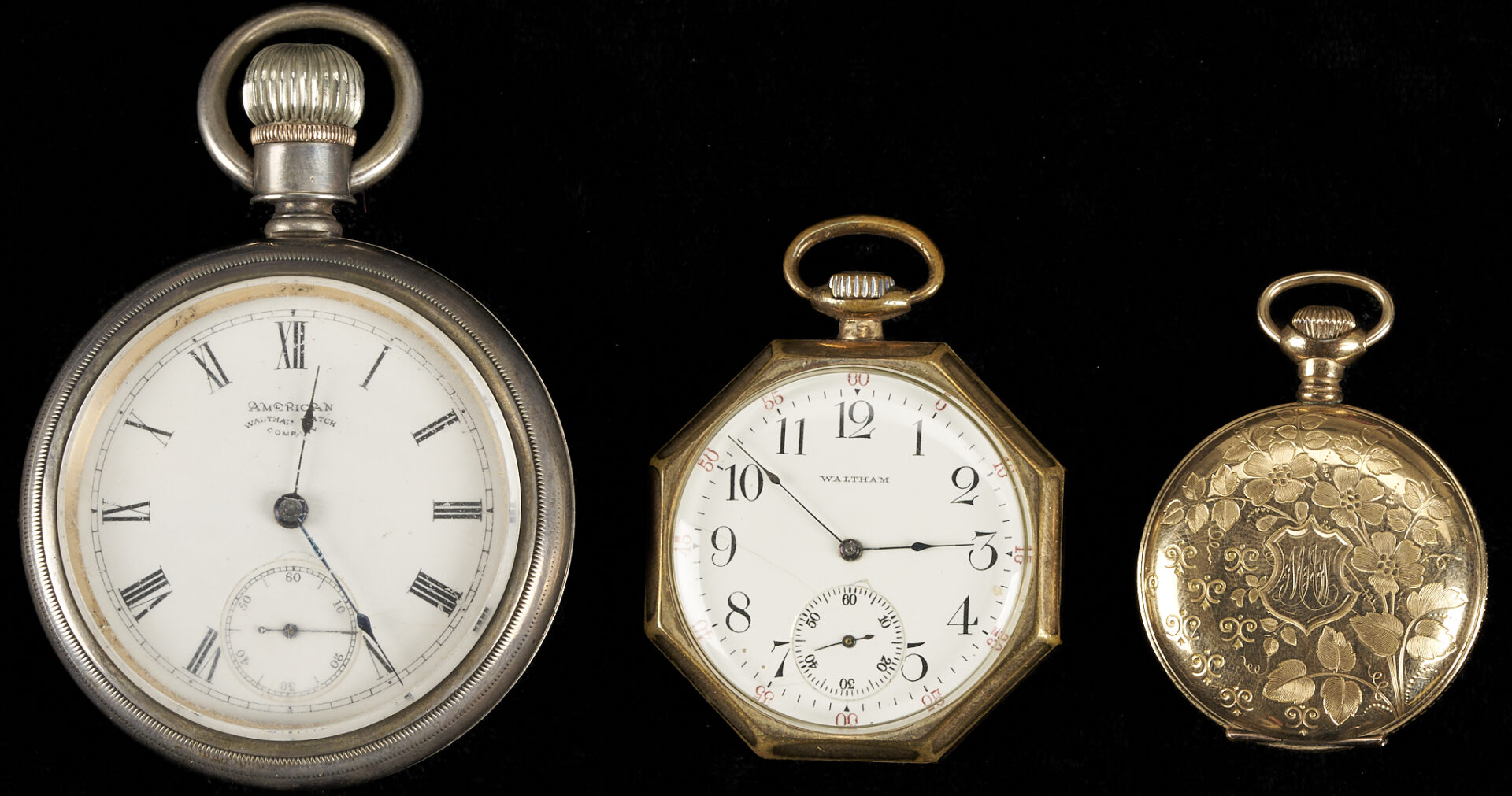 Lot 1276: 3 Waltham Pocket Watches