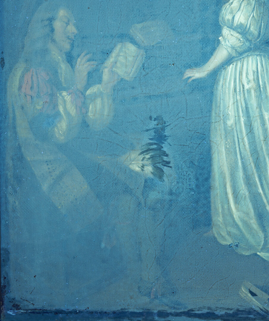 Lot 127: After Caspar Netscher O/C Baroque Genre Painting, A Duet