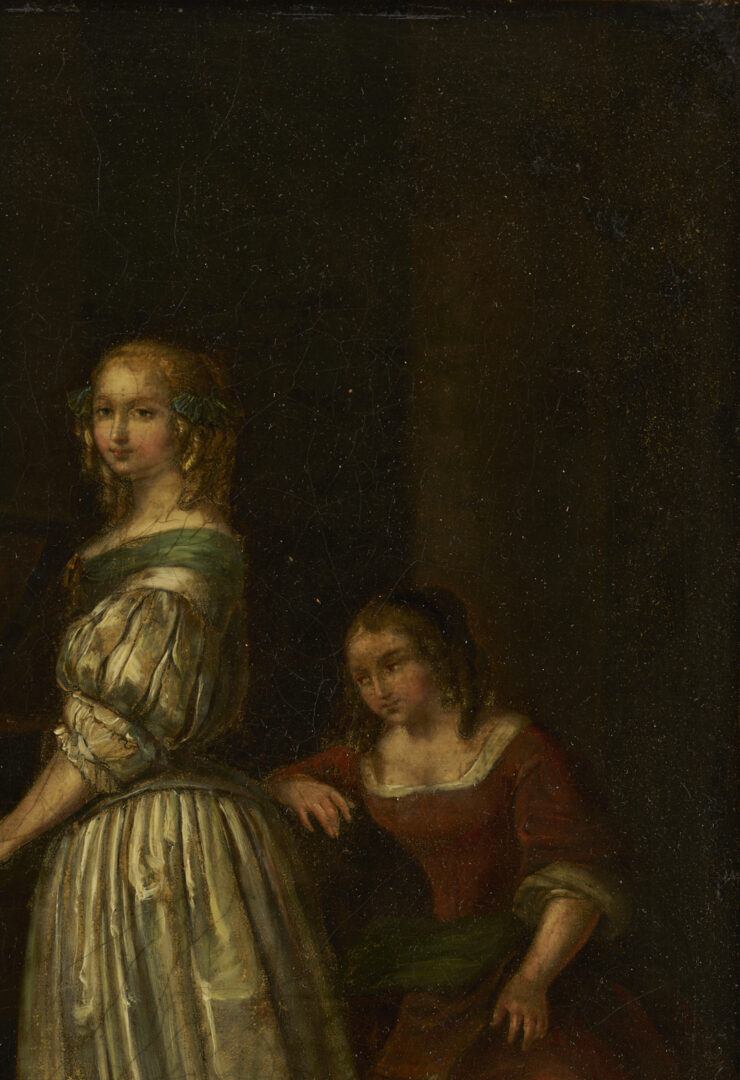Lot 127: After Caspar Netscher O/C Baroque Genre Painting, A Duet