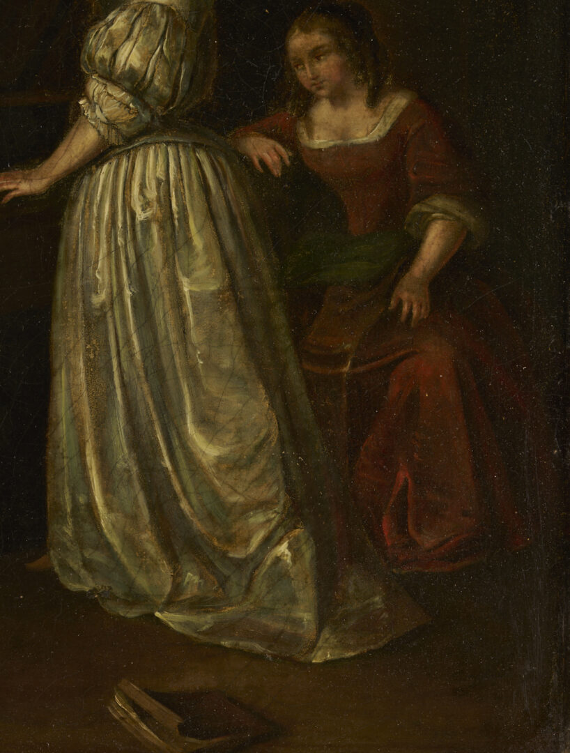 Lot 127: After Caspar Netscher O/C Baroque Genre Painting, A Duet