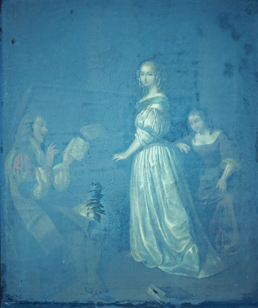 Lot 127: After Caspar Netscher O/C Baroque Genre Painting, A Duet