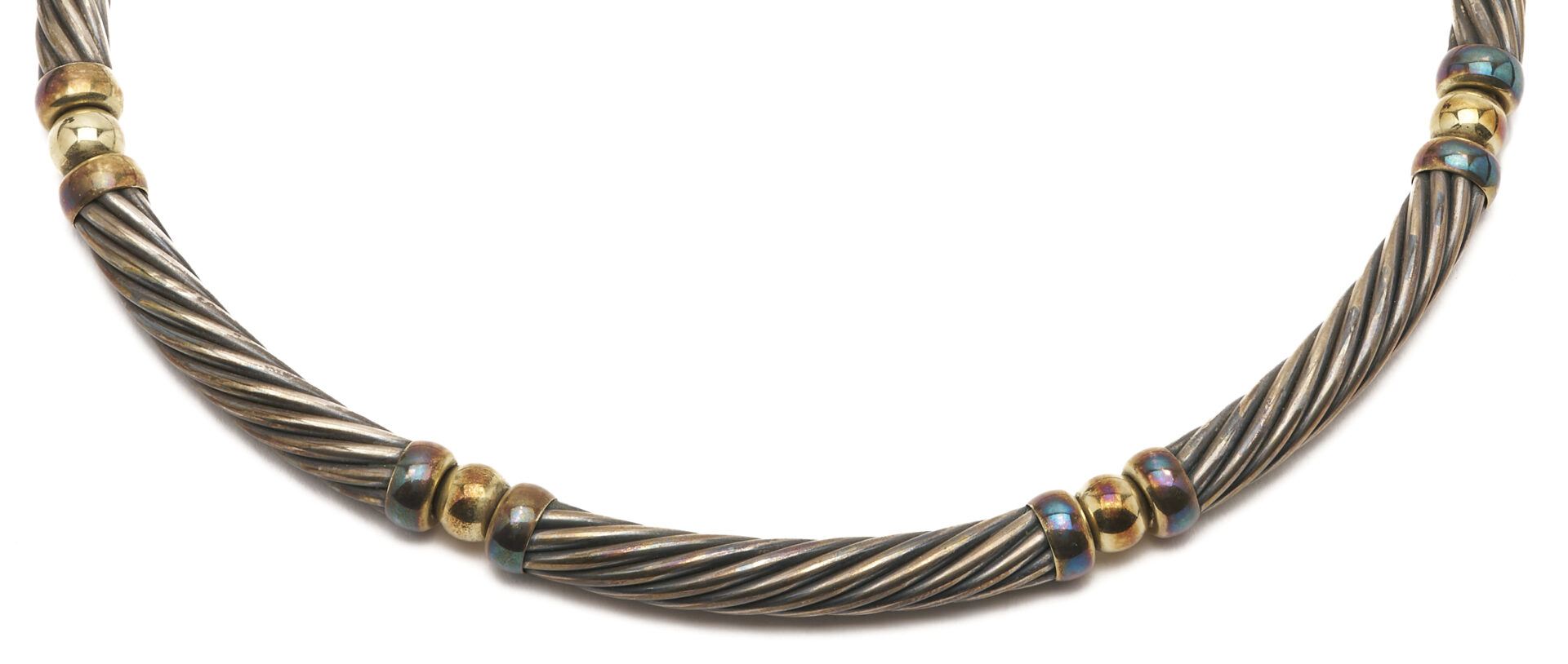 Lot 1280: David Yurman Sterling & Gold Metro Cable Choker Necklace