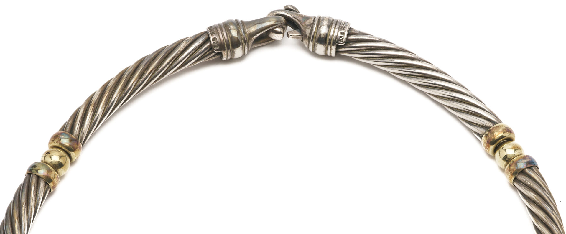 Lot 1280: David Yurman Sterling & Gold Metro Cable Choker Necklace