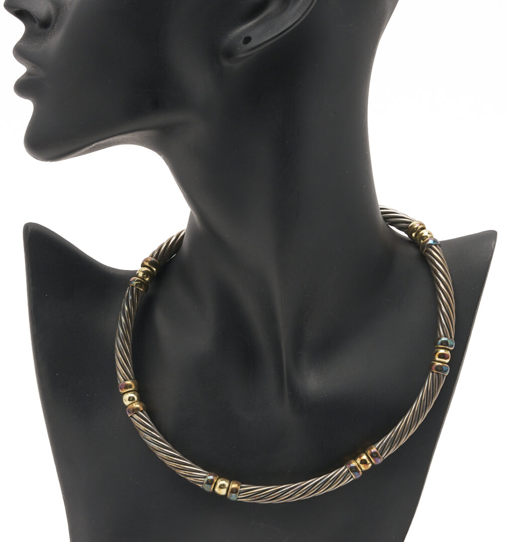 Lot 1280: David Yurman Sterling & Gold Metro Cable Choker Necklace