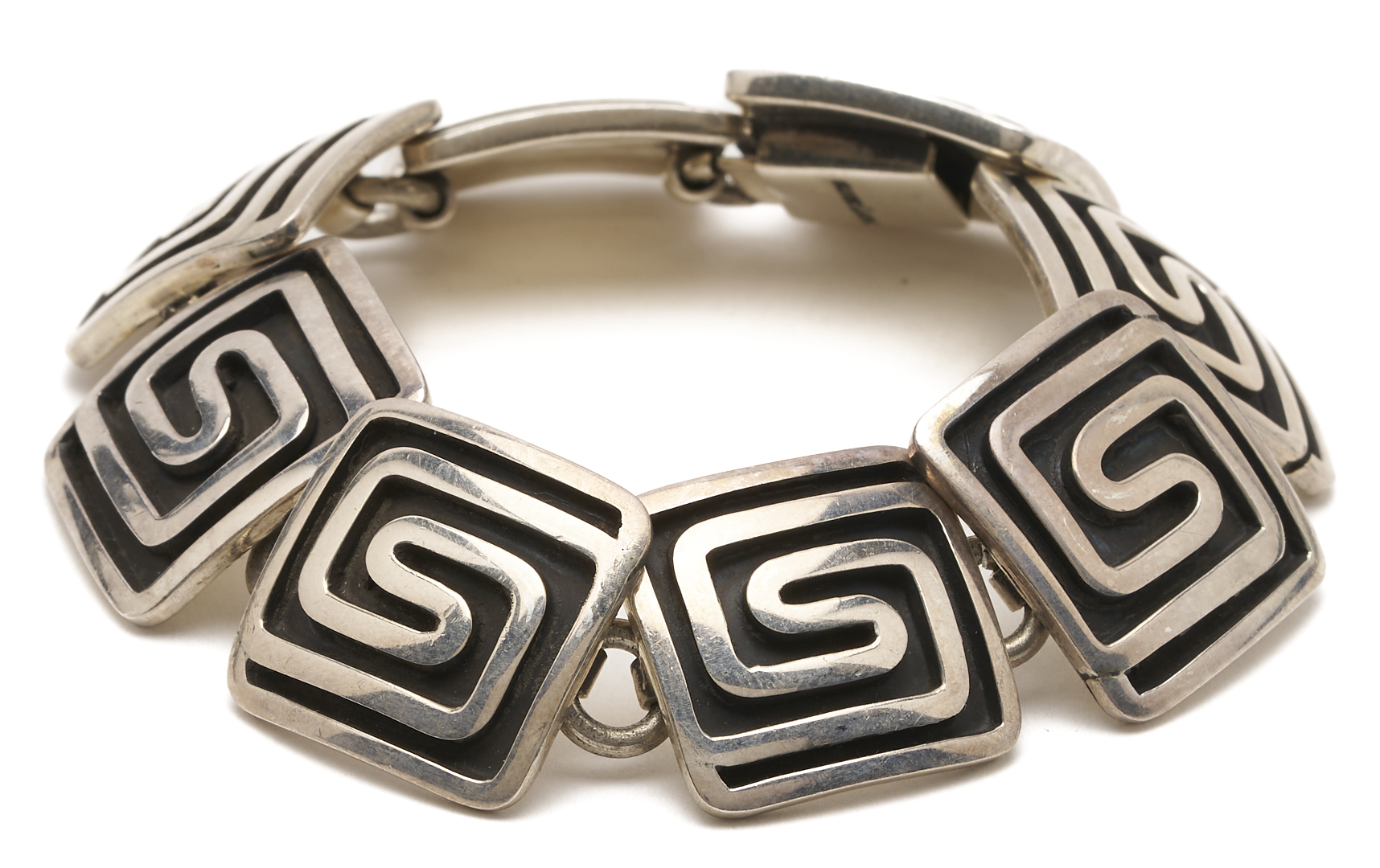 Lot 1281: Three Pairs Earrings and Bracelet Incl. Taxco Sterling Silver