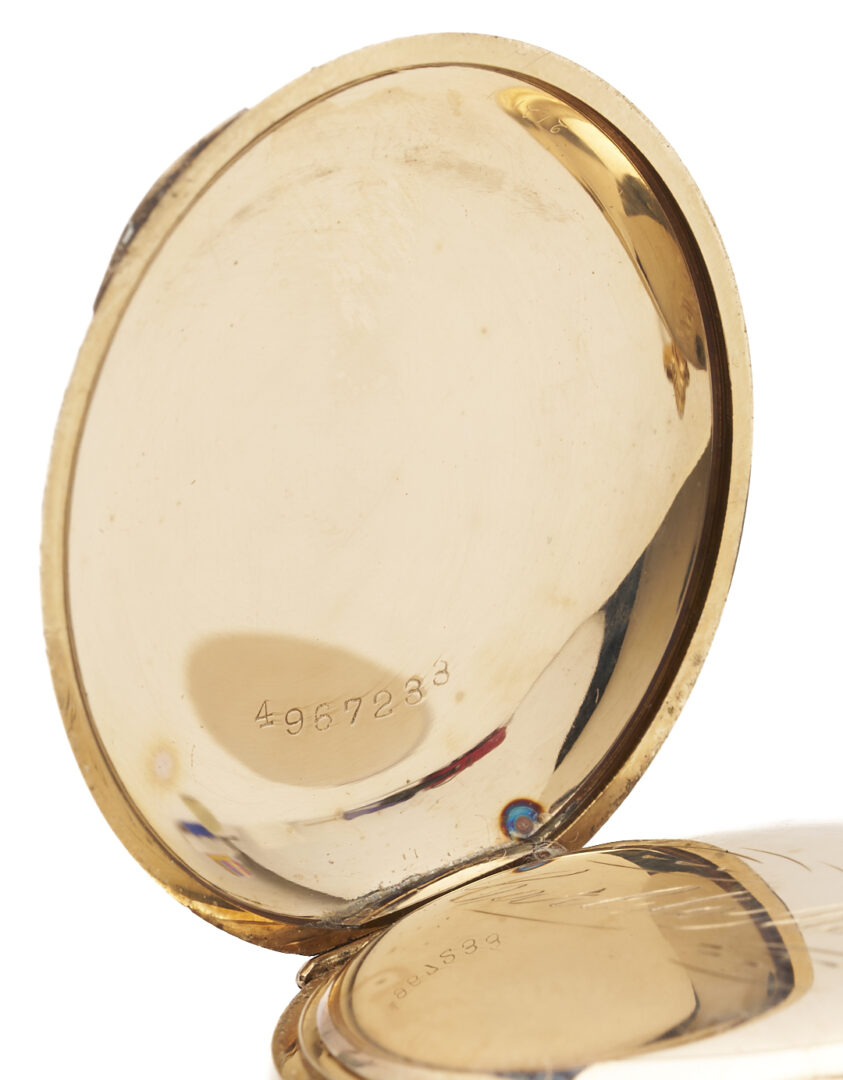 Lot 1286: Gold-Filled Hamilton Grade 940 Pocket Watch, Horse Engraving, & Waltham 1889 Pocket Watch