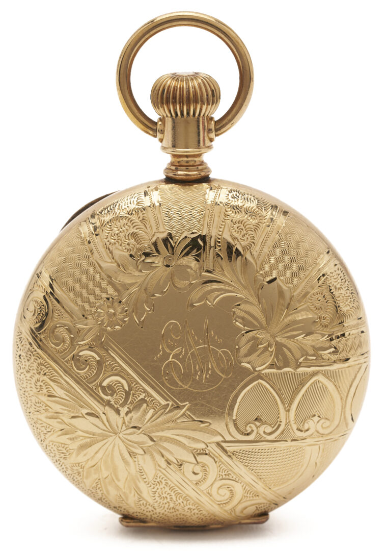 Lot 1286: Gold-Filled Hamilton Grade 940 Pocket Watch, Horse Engraving, & Waltham 1889 Pocket Watch