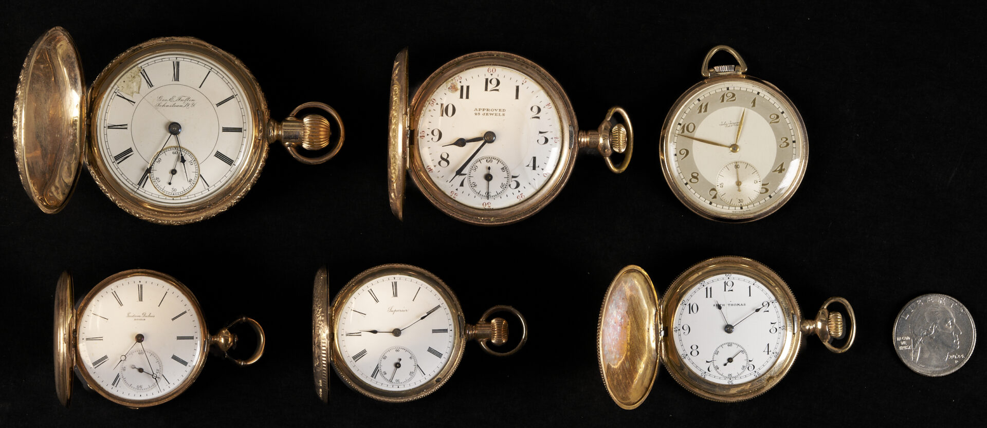 Lot 1287: 6 Assorted Gold-Filled Pocket Watches
