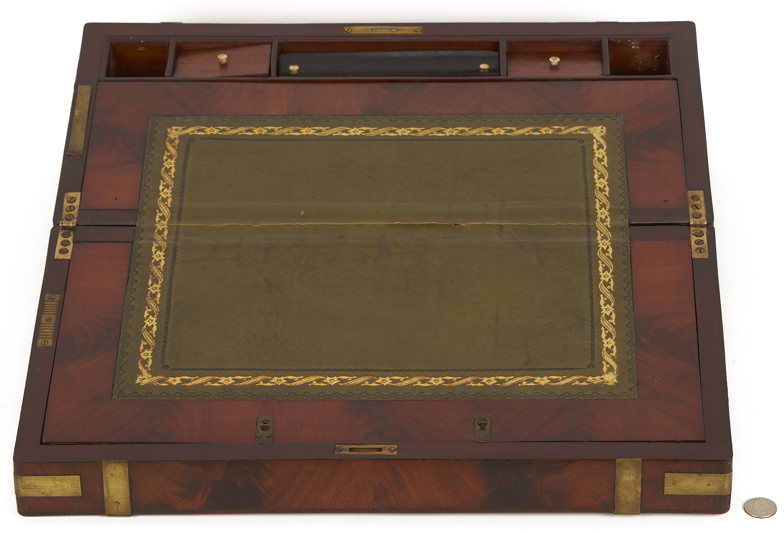 Lot 1289: Large English Brass Bound Writing Desk