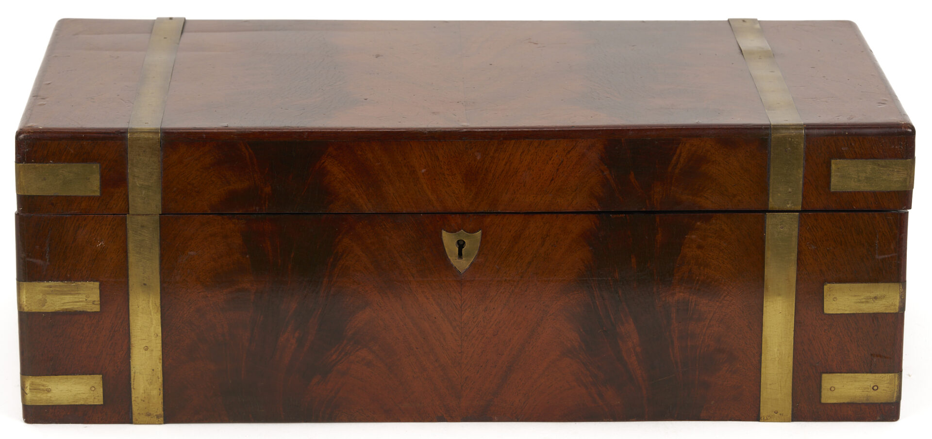 Lot 1289: Large English Brass Bound Writing Desk