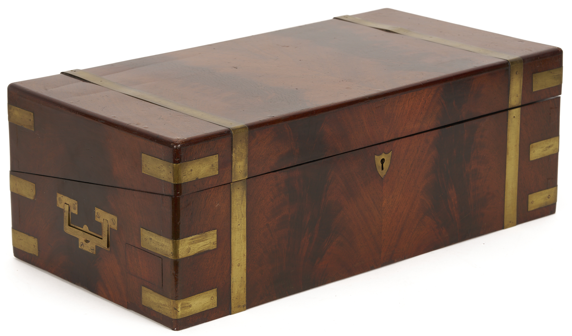 Lot 1289: Large English Brass Bound Writing Desk