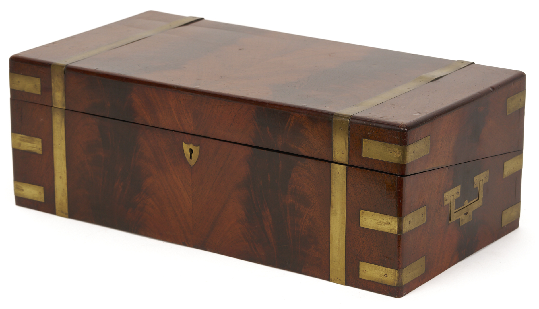 Lot 1289: Large English Brass Bound Writing Desk