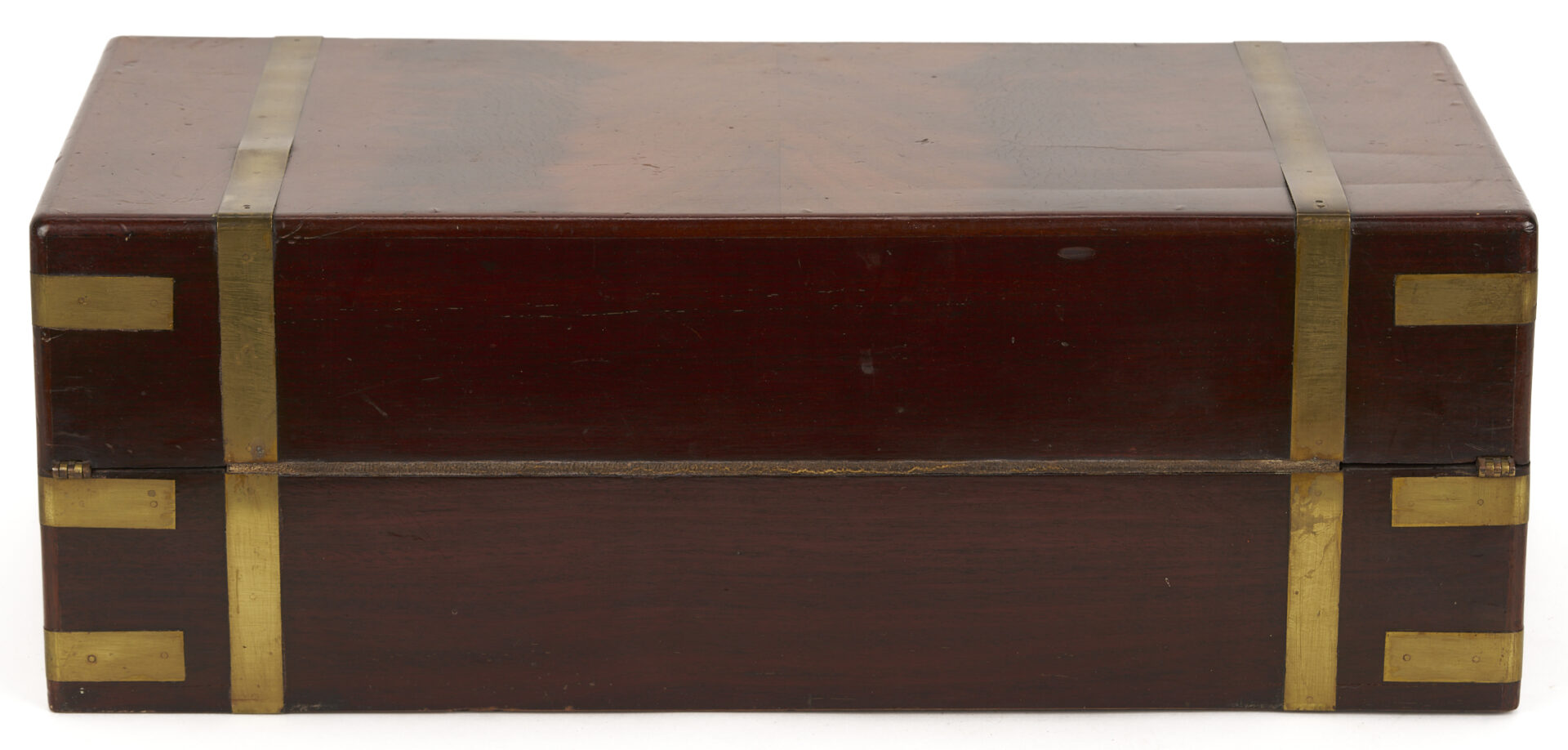 Lot 1289: Large English Brass Bound Writing Desk