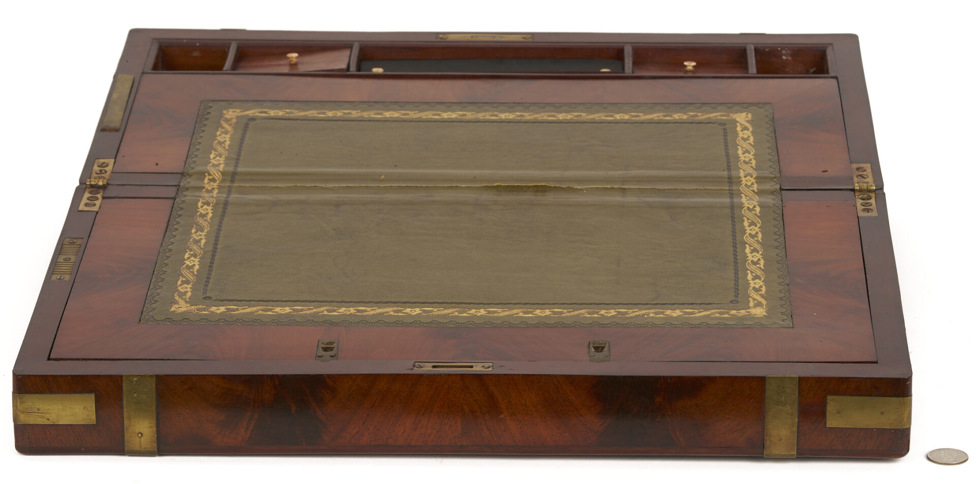 Lot 1289: Large English Brass Bound Writing Desk