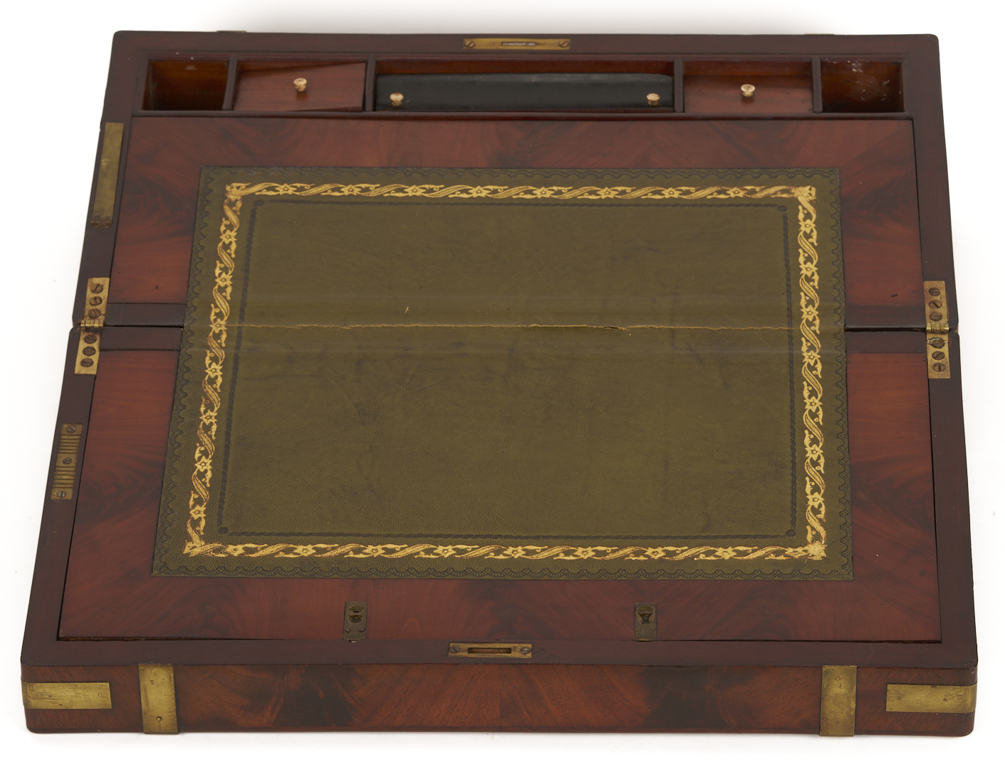 Lot 1289: Large English Brass Bound Writing Desk