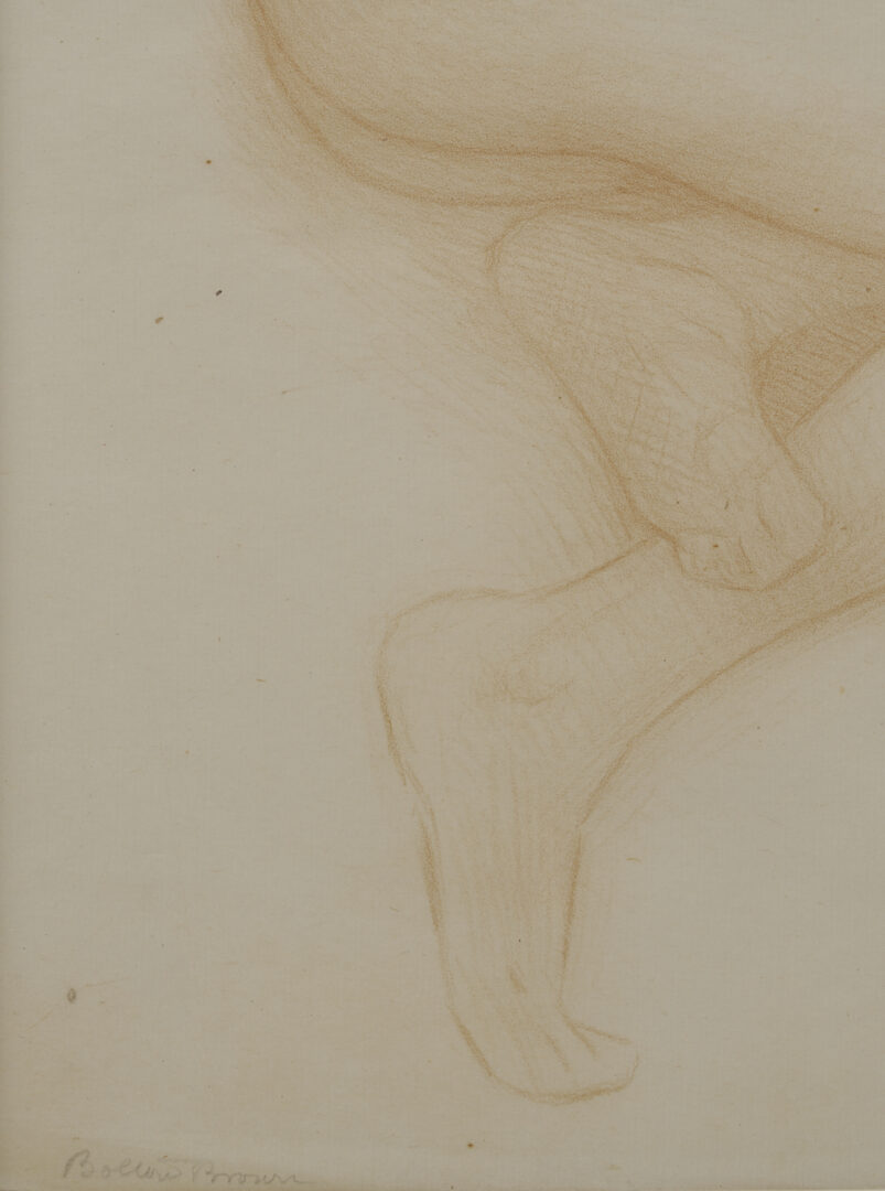 Lot 1293: 2 George Bellows & Bolton Brown Nude Lithographs, Male Torso & Model Crouching