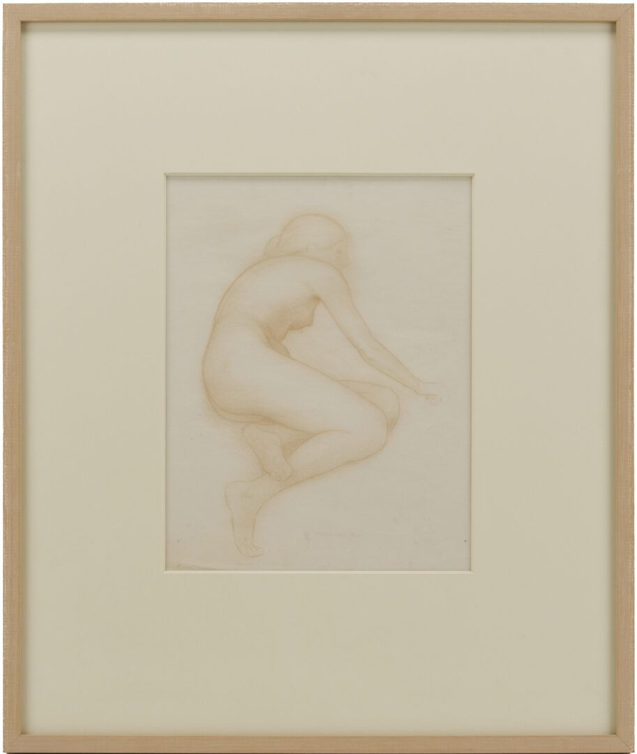 Lot 1293: 2 George Bellows & Bolton Brown Nude Lithographs, Male Torso & Model Crouching