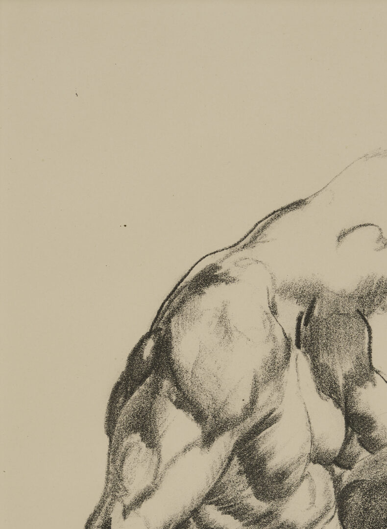 Lot 1293: 2 George Bellows & Bolton Brown Nude Lithographs, Male Torso & Model Crouching
