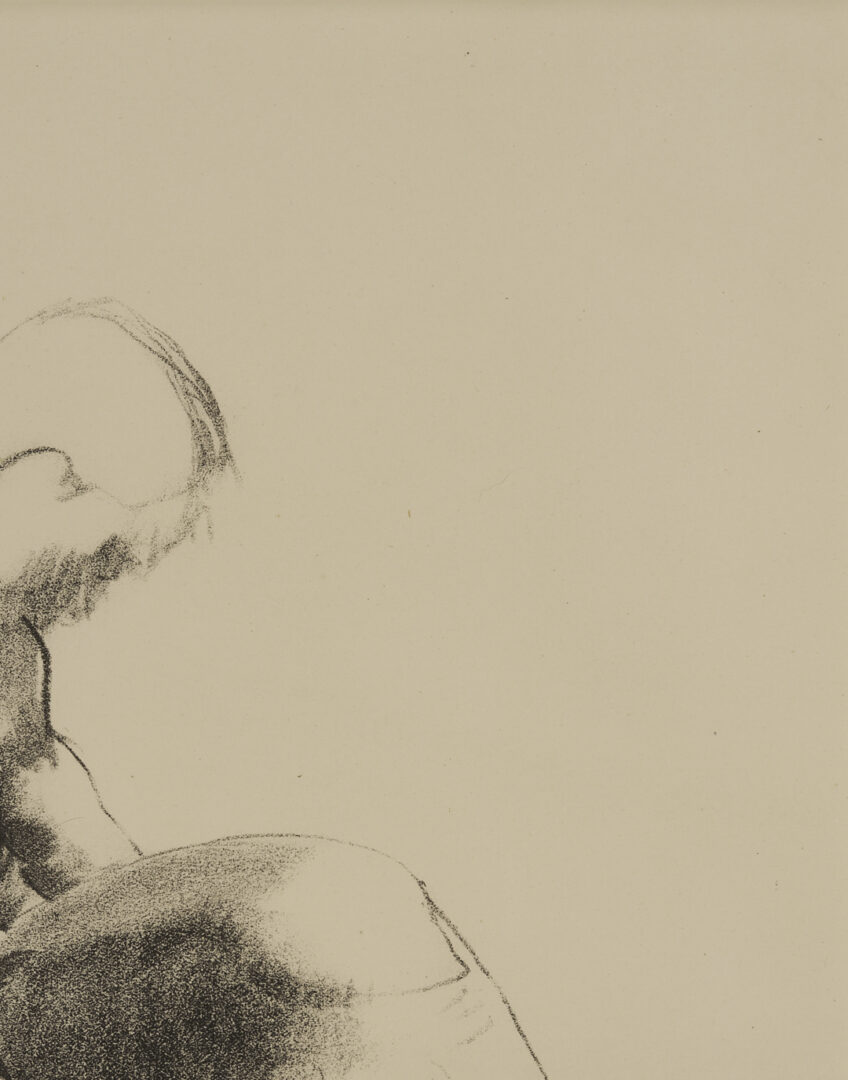 Lot 1293: 2 George Bellows & Bolton Brown Nude Lithographs, Male Torso & Model Crouching