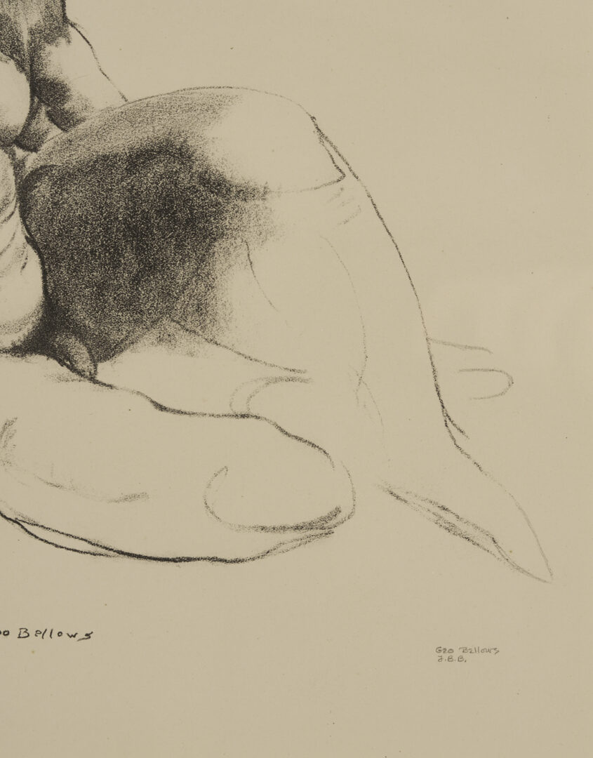 Lot 1293: 2 George Bellows & Bolton Brown Nude Lithographs, Male Torso & Model Crouching