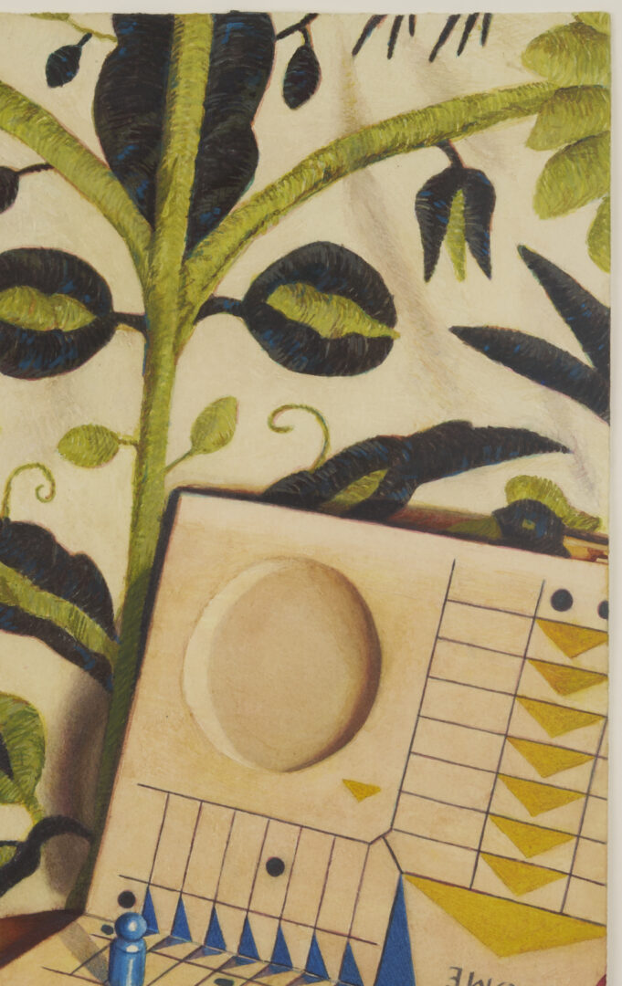 Lot 1296: Anne Miotke Watercolor, Game XI: Parcheesi