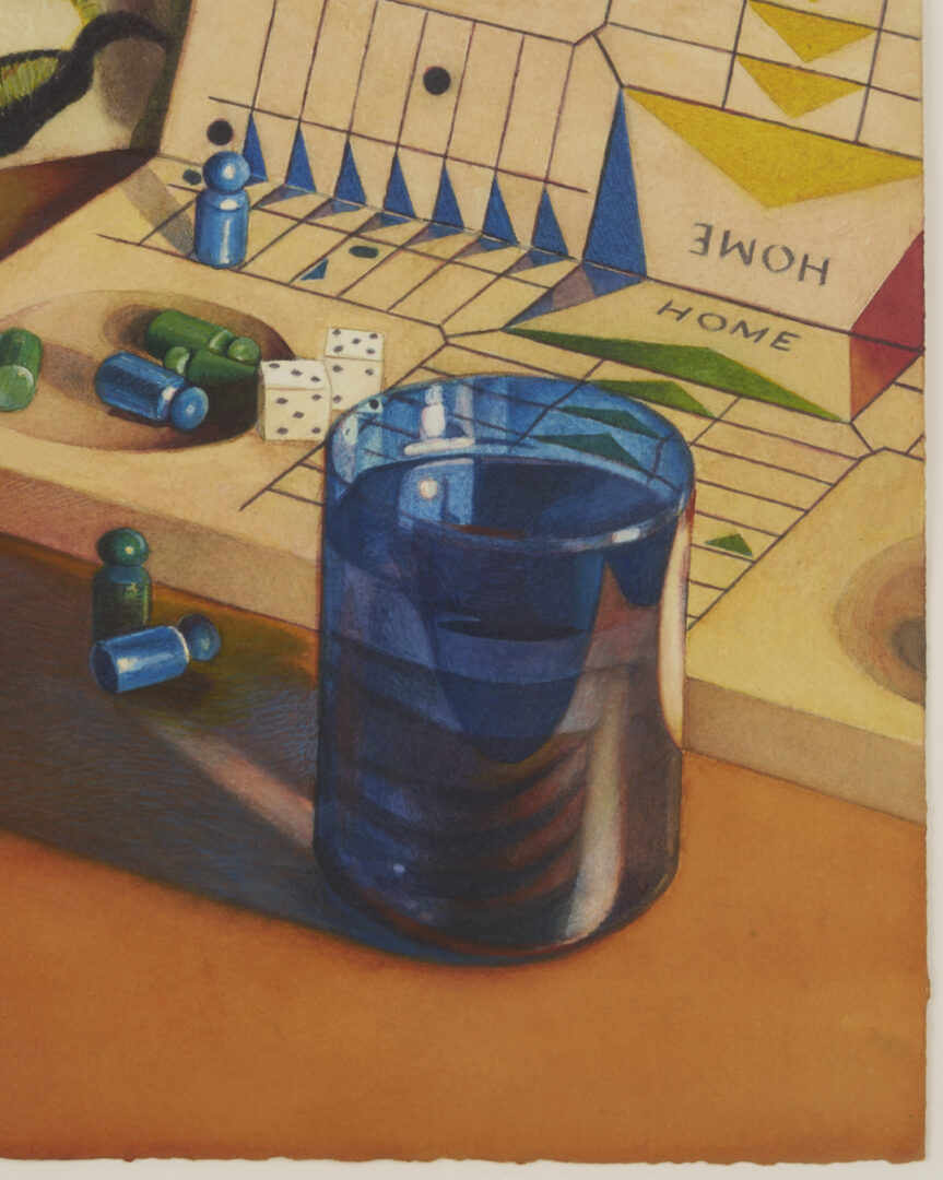 Lot 1296: Anne Miotke Watercolor, Game XI: Parcheesi