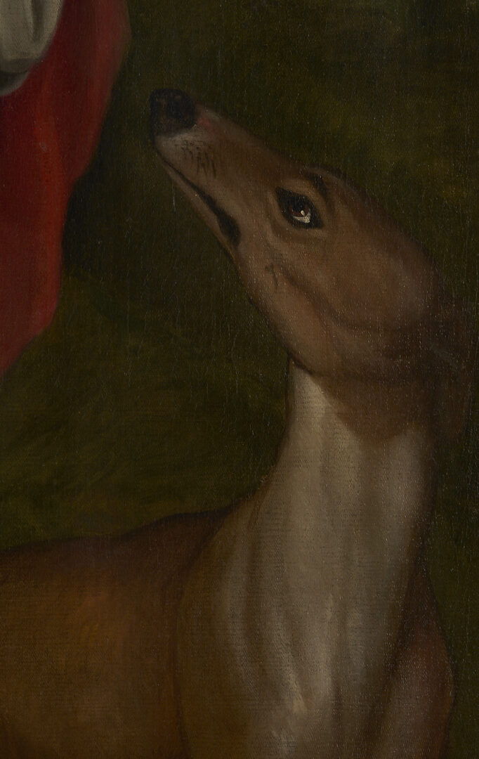 Lot 129: Large O/C English 18th C. Portrait, Martha Benet Legh of Lyme Park as Diana