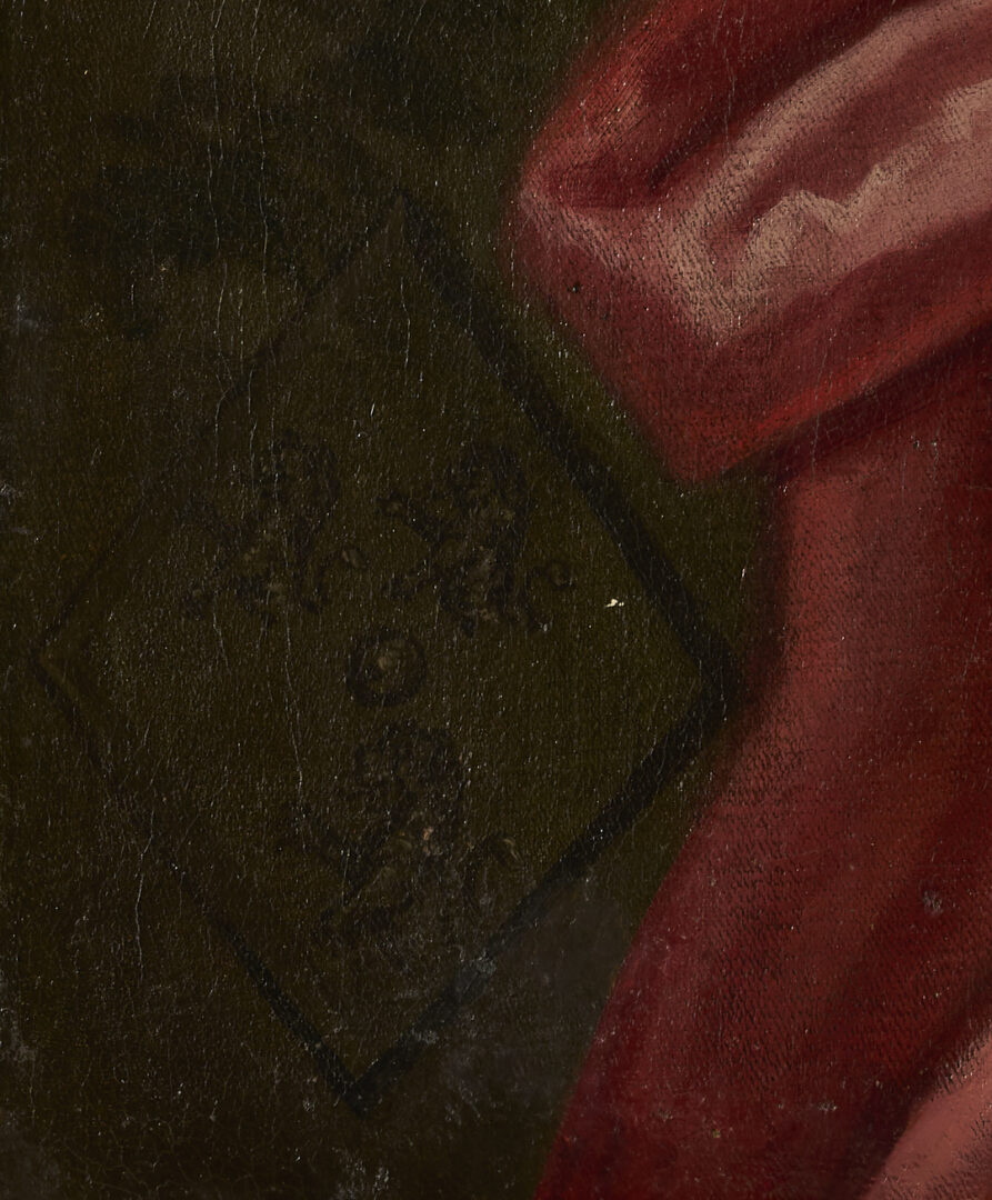 Lot 129: Large O/C English 18th C. Portrait, Martha Benet Legh of Lyme Park as Diana