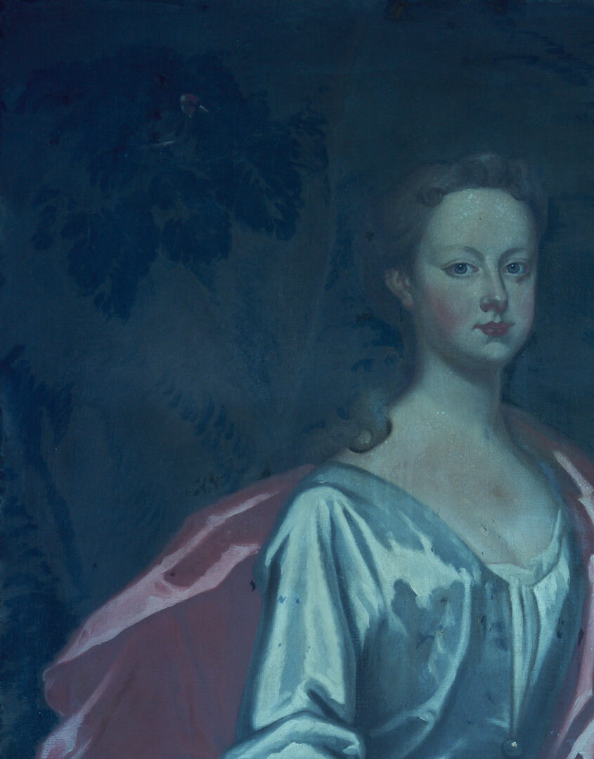 Lot 129: Large O/C English 18th C. Portrait, Martha Benet Legh of Lyme Park as Diana