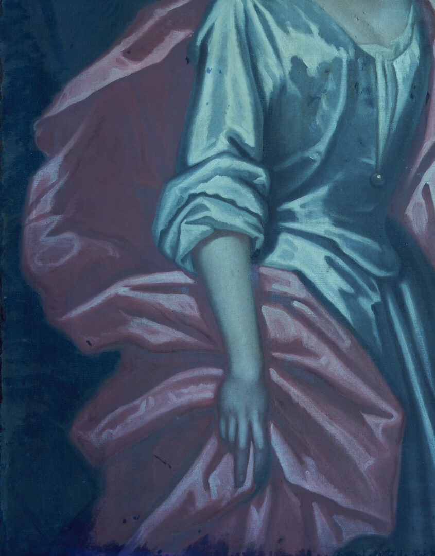 Lot 129: Large O/C English 18th C. Portrait, Martha Benet Legh of Lyme Park as Diana