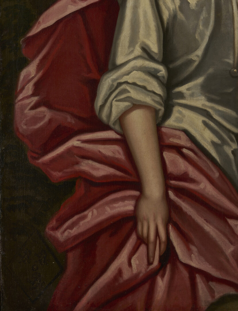 Lot 129: Large O/C English 18th C. Portrait, Martha Benet Legh of Lyme Park as Diana