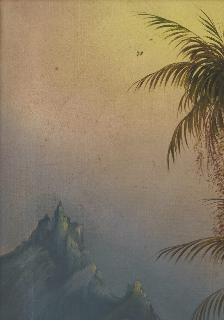 Lot 1300: 19th C. Tropical Sunset Landscape, Oil on Canvas