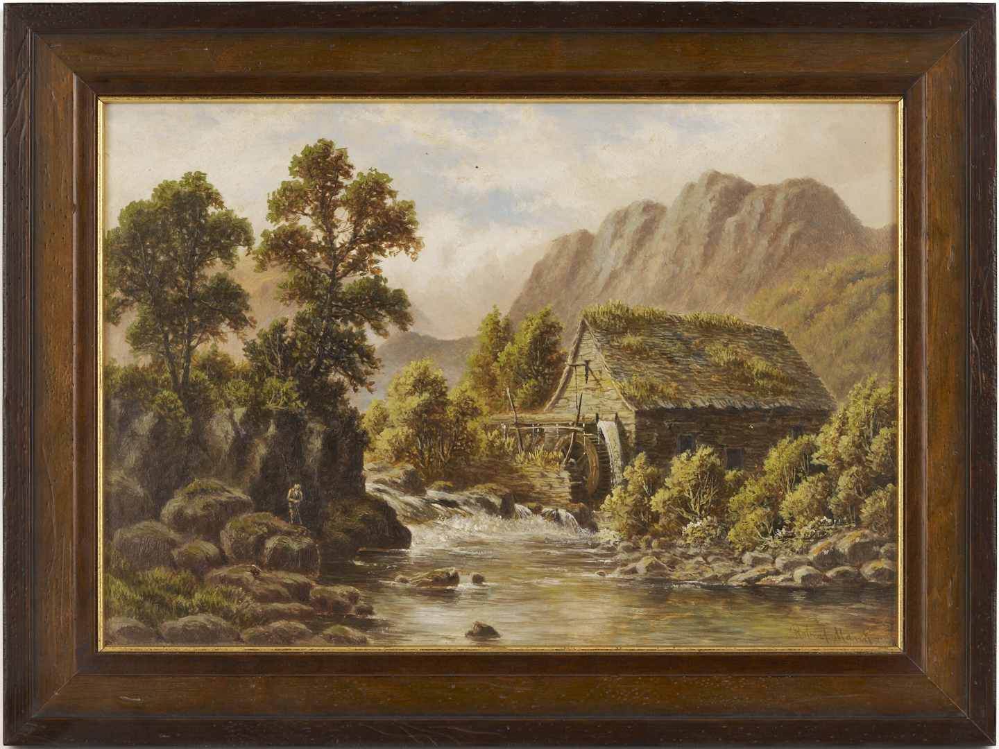 Lot 1302: Robert Mann O/C Landscape w/ Fisherman Plus Artist’s Box