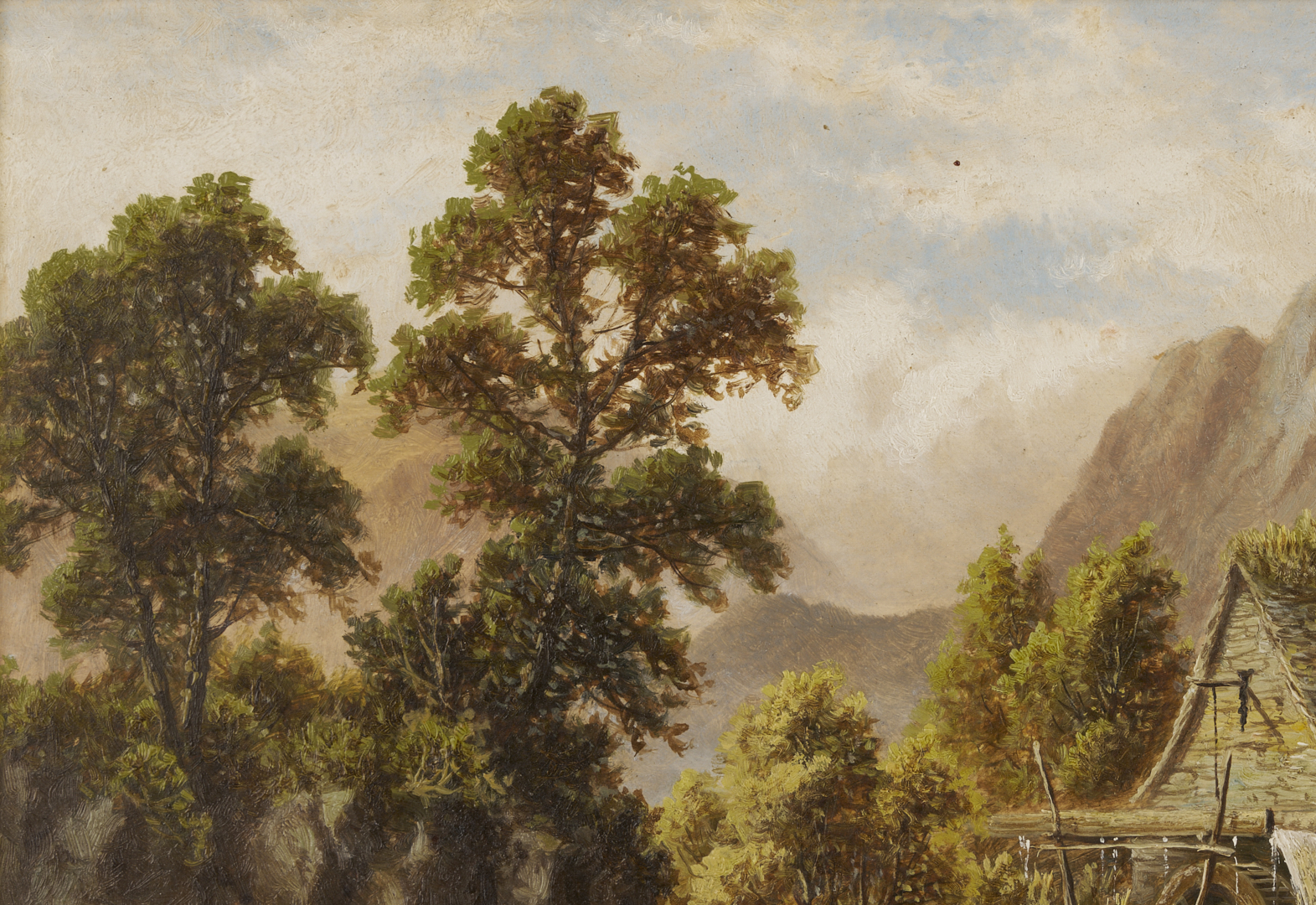 Lot 1302: Robert Mann O/C Landscape w/ Fisherman Plus Artist’s Box
