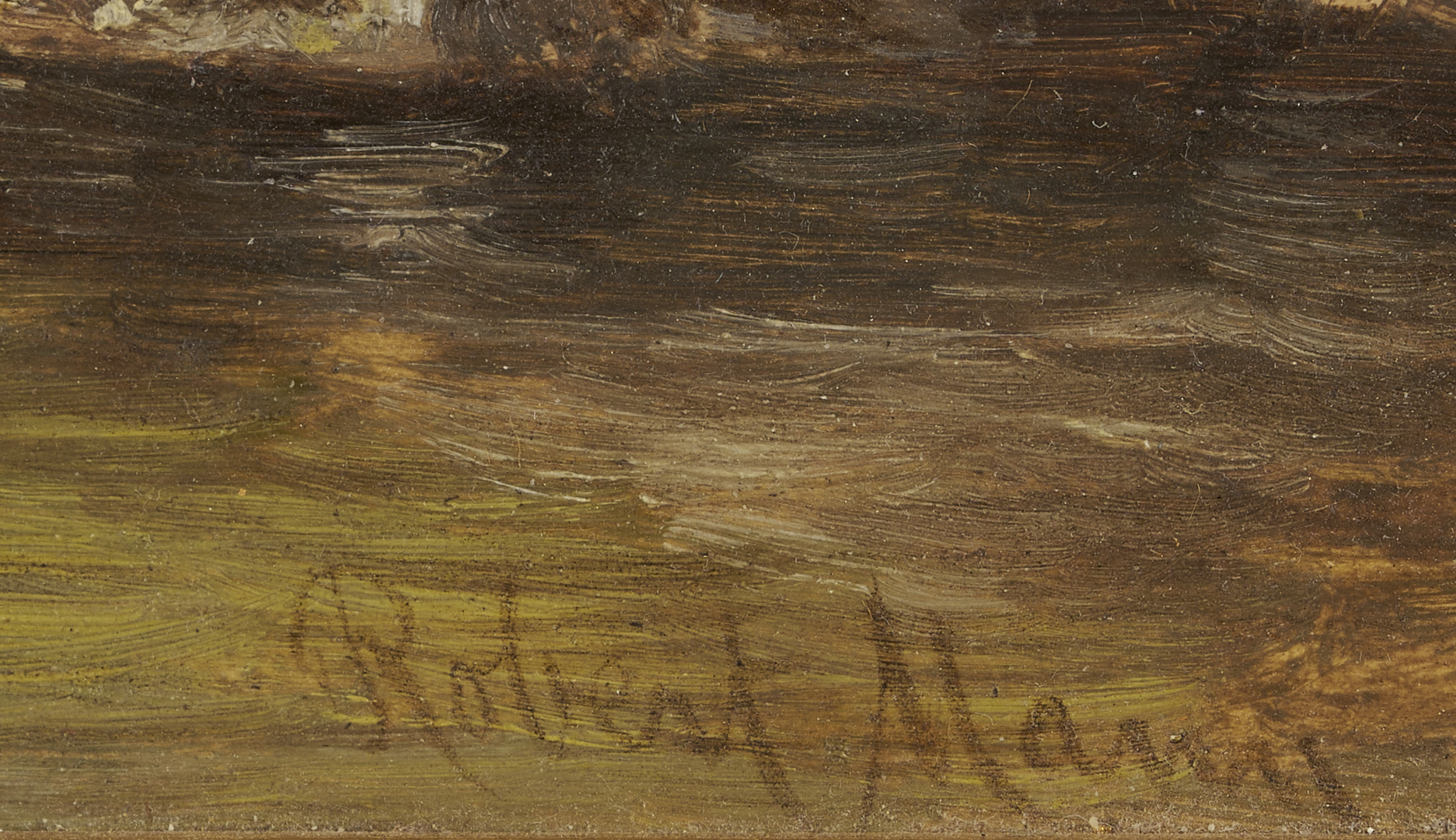 Lot 1302: Robert Mann O/C Landscape w/ Fisherman Plus Artist’s Box
