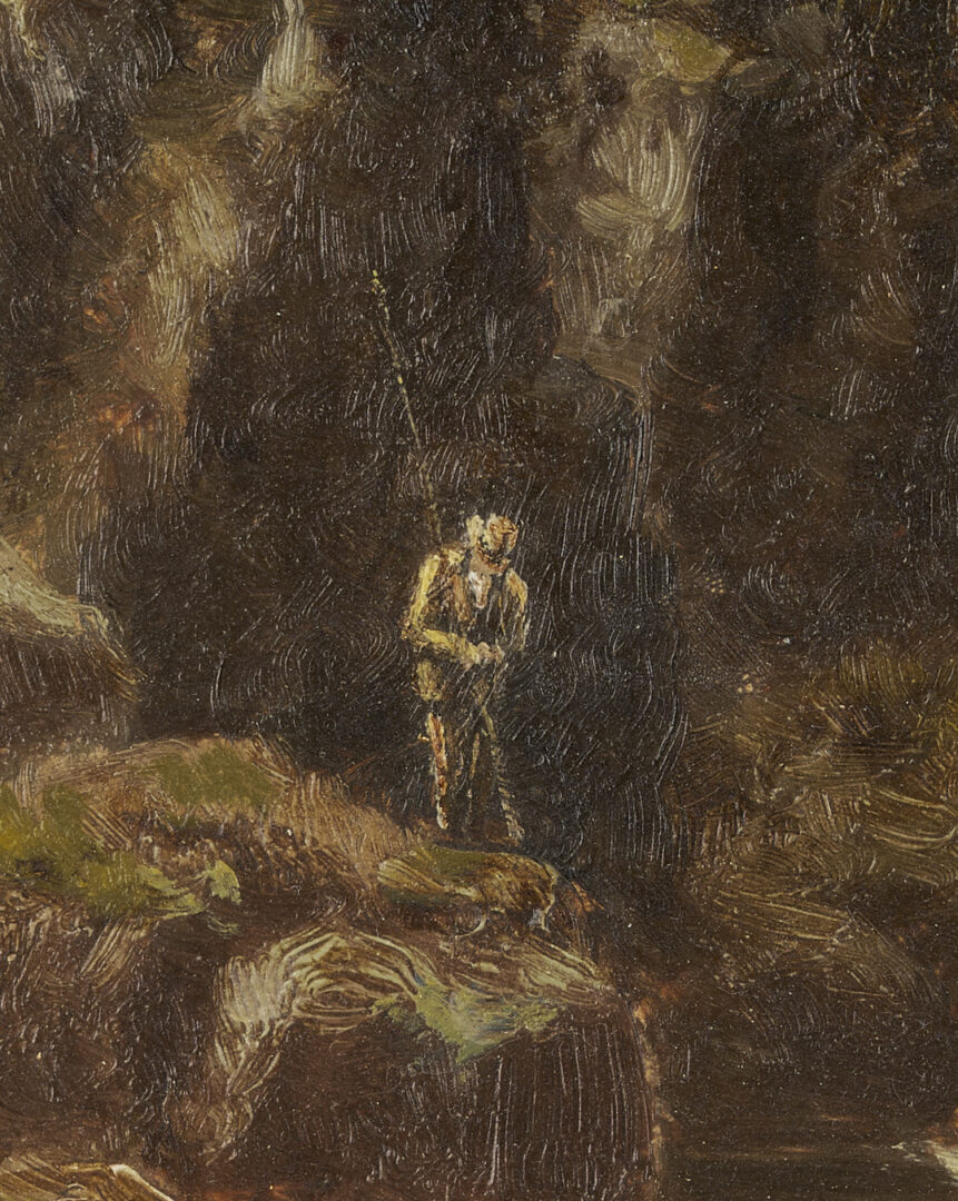 Lot 1302: Robert Mann O/C Landscape w/ Fisherman Plus Artist’s Box