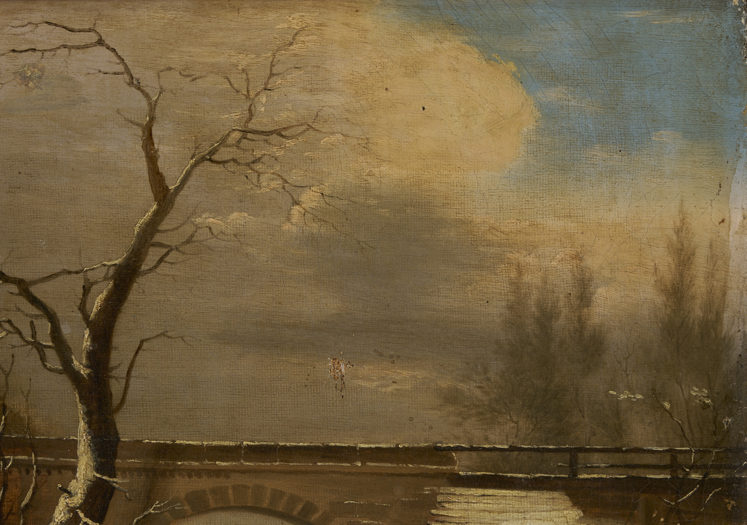 Lot 1303: Continental Winter Landscape Painting, Illegibly Signed