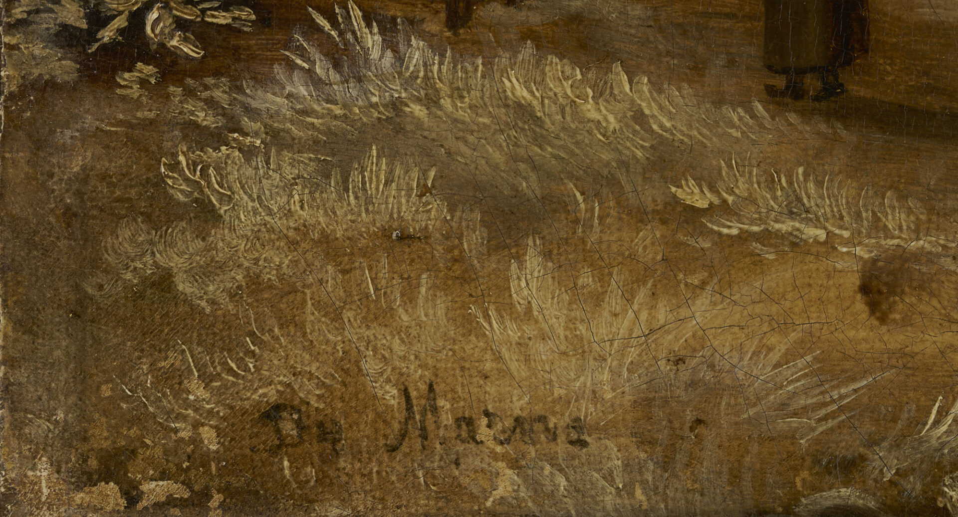 Lot 1303: Continental Winter Landscape Painting, Illegibly Signed