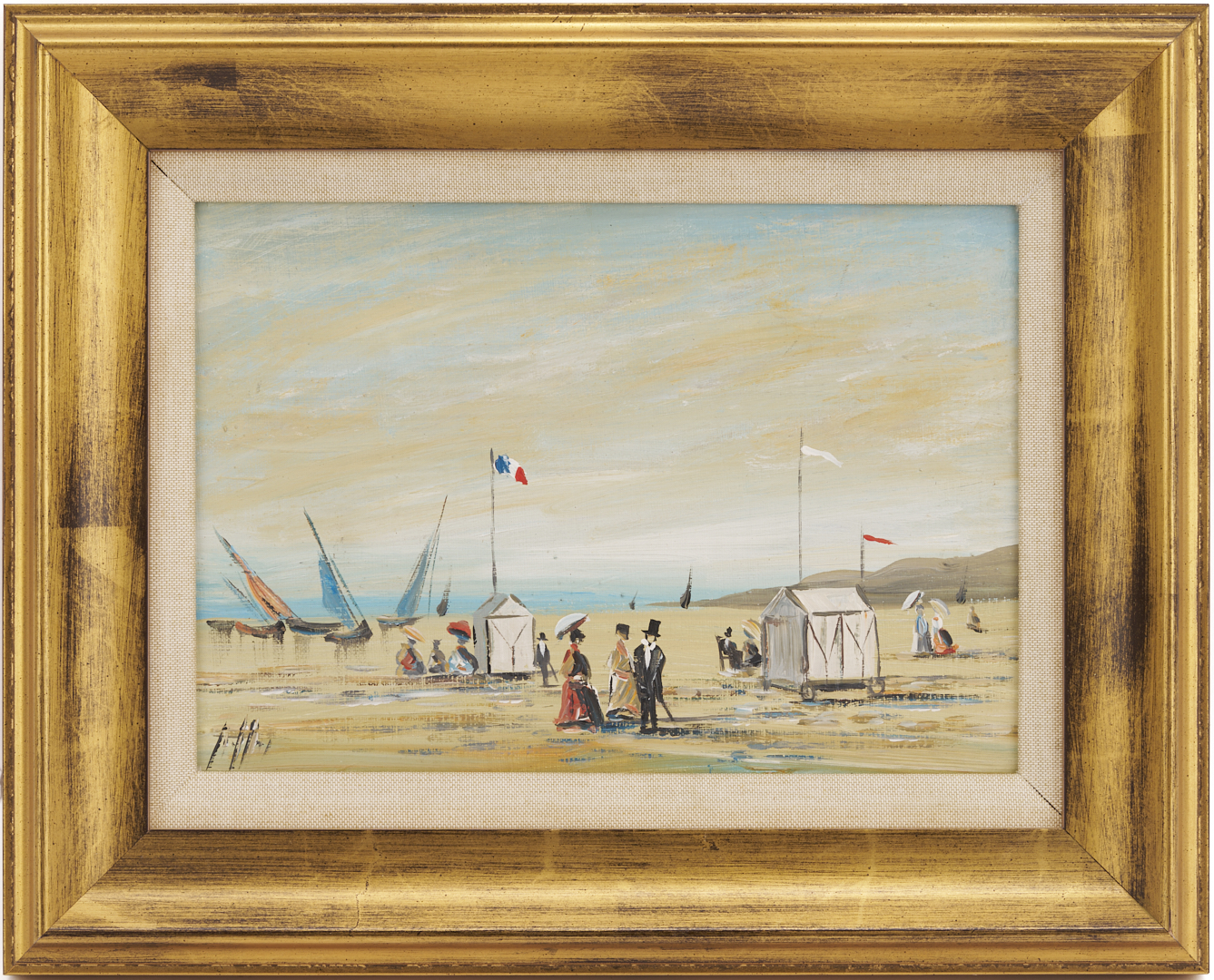 Lot 1304: Pair Small French Beach Scene Paintings, O/C