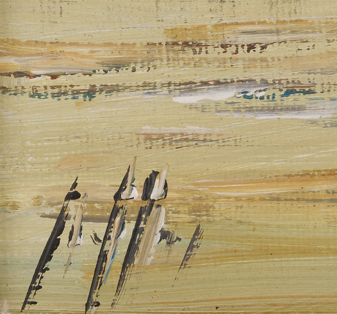 Lot 1304: Pair Small French Beach Scene Paintings, O/C