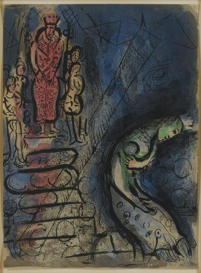 Lot 1308: 2 Chagall Prints: Le Pere Mitiai et Le Pere Miniai, Les Ames Mortes, & Assuerus Chasse Vasthi, The Bible