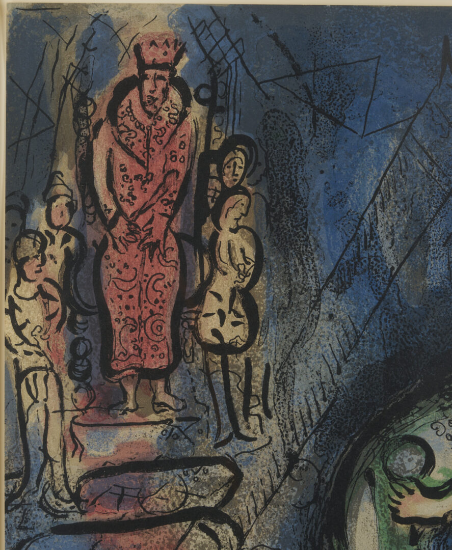 Lot 1308: 2 Chagall Prints: Le Pere Mitiai et Le Pere Miniai, Les Ames Mortes, & Assuerus Chasse Vasthi, The Bible