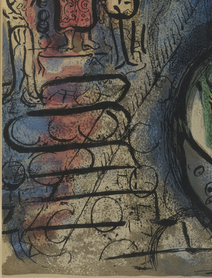 Lot 1308: 2 Chagall Prints: Le Pere Mitiai et Le Pere Miniai, Les Ames Mortes, & Assuerus Chasse Vasthi, The Bible