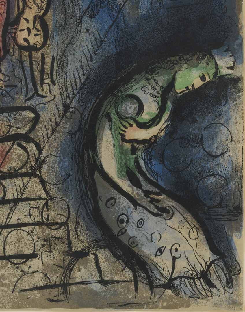 Lot 1308: 2 Chagall Prints: Le Pere Mitiai et Le Pere Miniai, Les Ames Mortes, & Assuerus Chasse Vasthi, The Bible