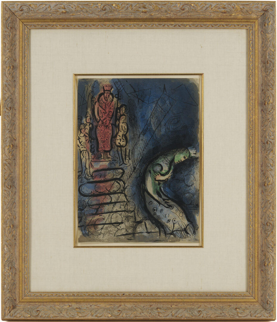 Lot 1308: 2 Chagall Prints: Le Pere Mitiai et Le Pere Miniai, Les Ames Mortes, & Assuerus Chasse Vasthi, The Bible